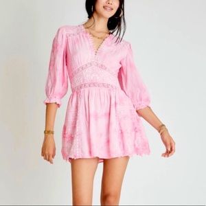 LoveShackFancy Leno Dress Fuchsia Hand Dyed